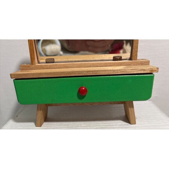Wood Dollhouse Dresser Art Deco 1930’s Furniture Tilt Mirror & Drawer Japan 6.5" - Picture 2 of 12